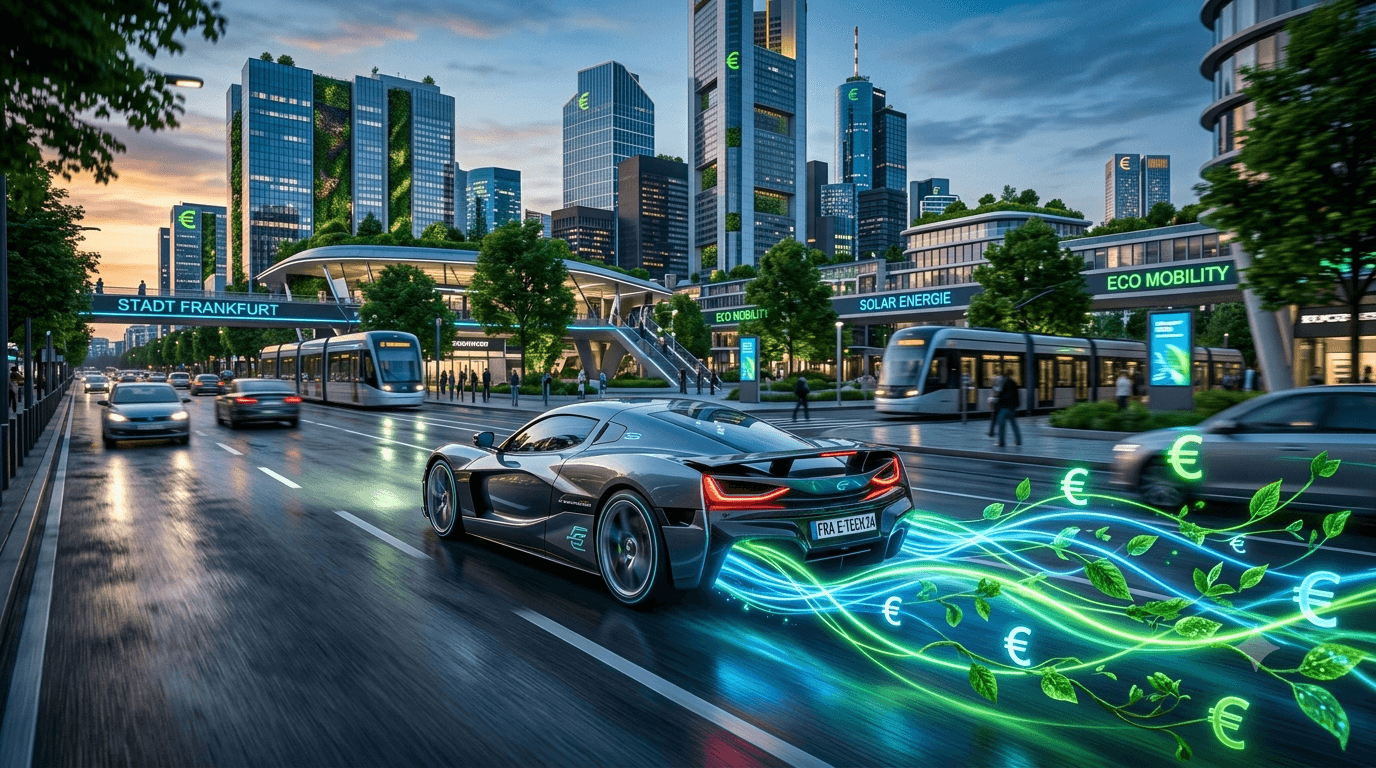 Electric vehicle in a modern German city